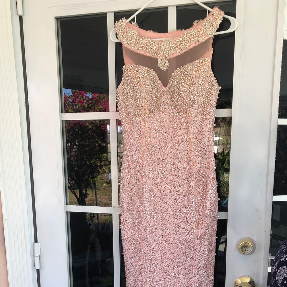 Lara Pink Pearl beaded dress